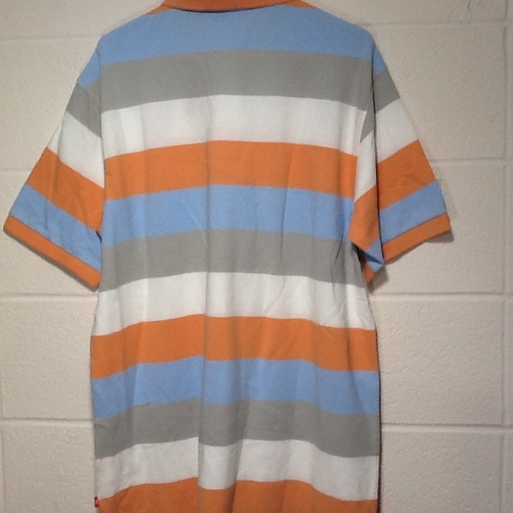 Izod Blue/Grey/Orange Stripe Polo Shirt Sz XL NWT - Picture 3 of 6